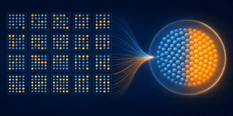 Many microscopic particle arrangements corresponding to one macrostate.