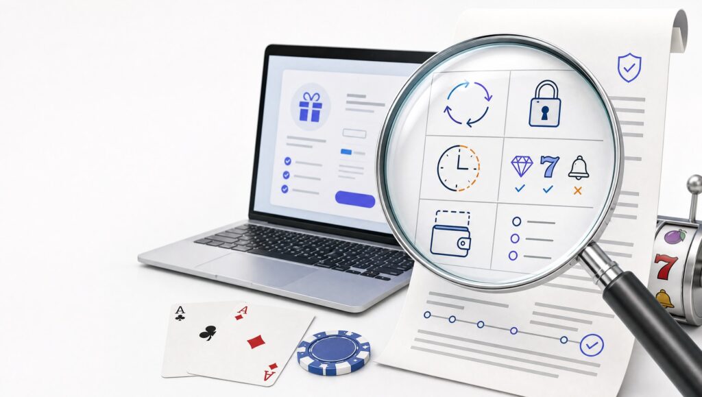 Laptop with gambling-related documents and items