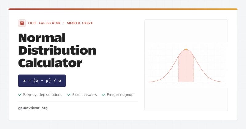 Normal distribution calculator with shaded bell curve and z-score conversion