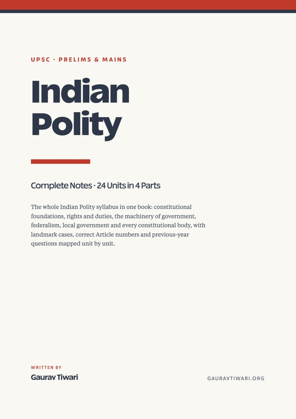 Indian Polity: Complete Notes for UPSC (PDF Book) — Prelims & Mains