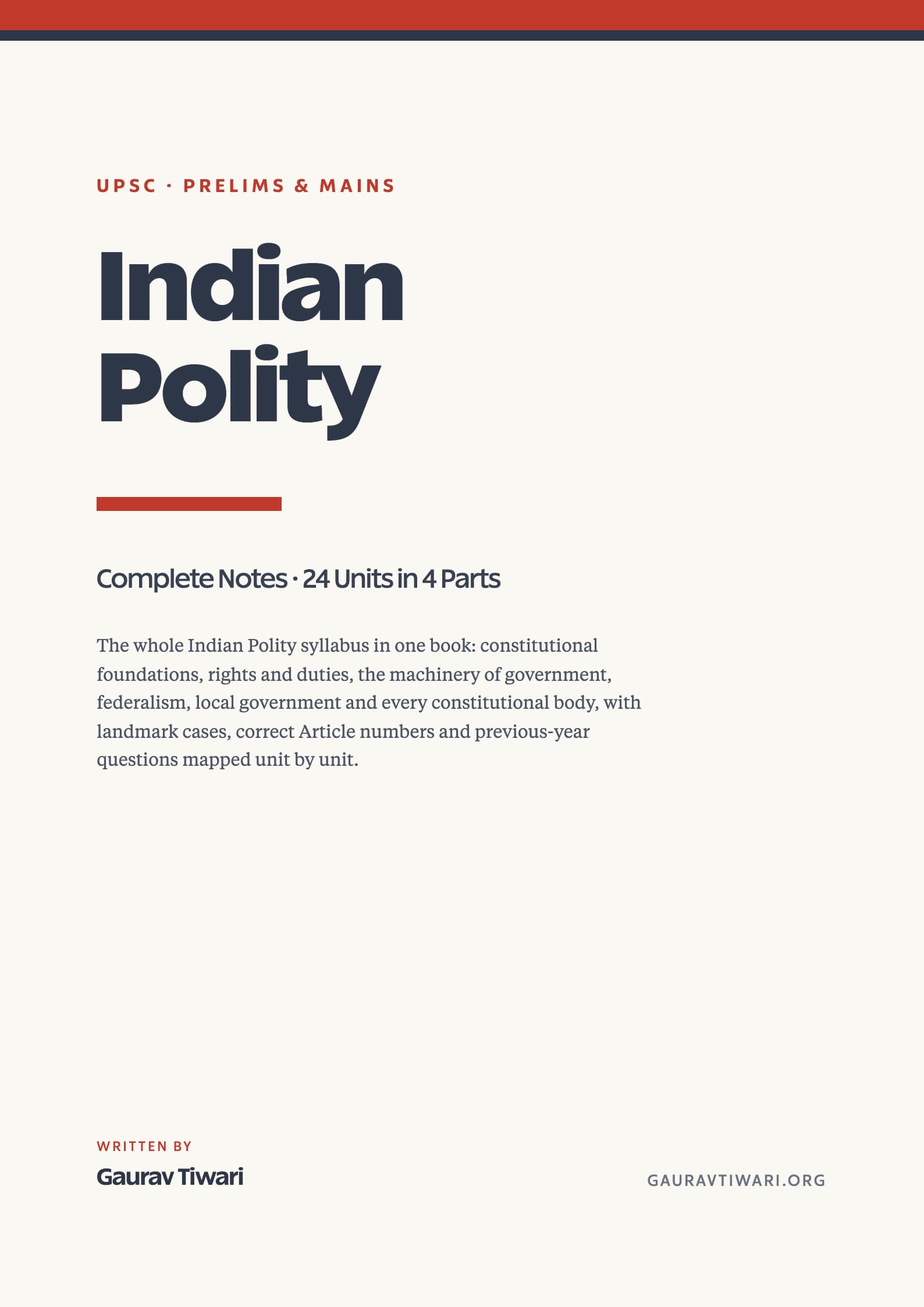 Indian Polity: Complete Notes for UPSC (PDF Book) — Prelims & Mains
