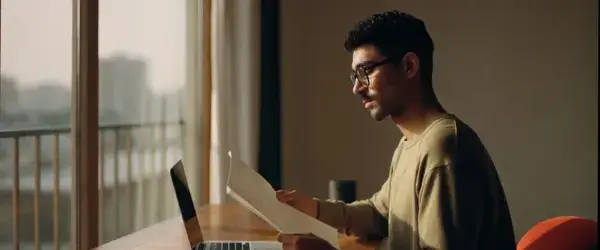 Remote founder reviewing documents to set up a US LLC from abroad