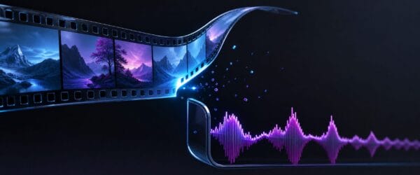 Video filmstrip separated from its audio waveform
