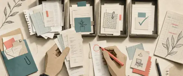 Expense tracker template for small business shown as receipts sorted into a weekly review system