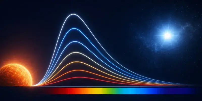 Blackbody spectrum peaks shifting with temperature in Wien's displacement law.