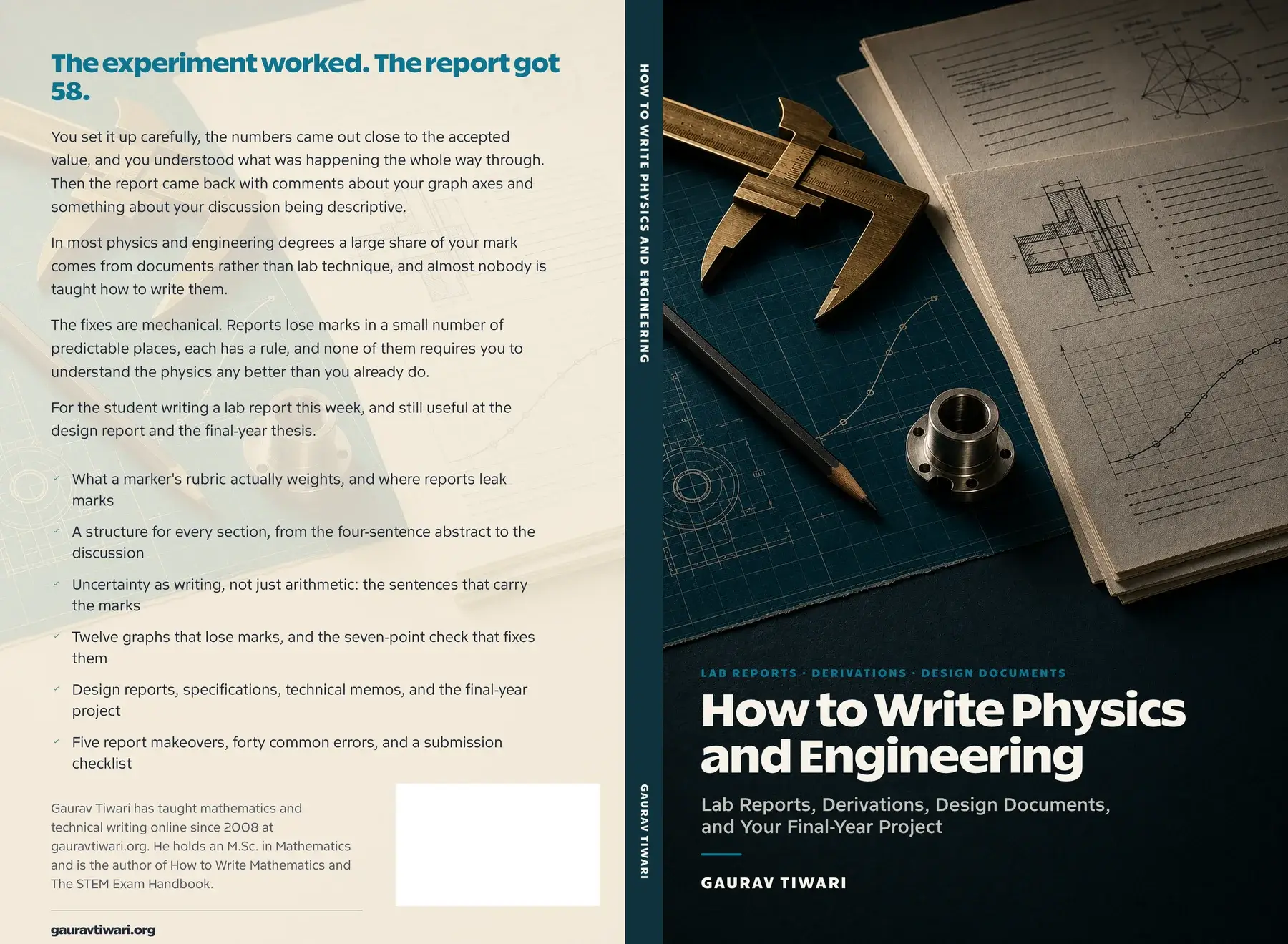 How to Write Physics and Engineering full paperback cover with back, spine, and front