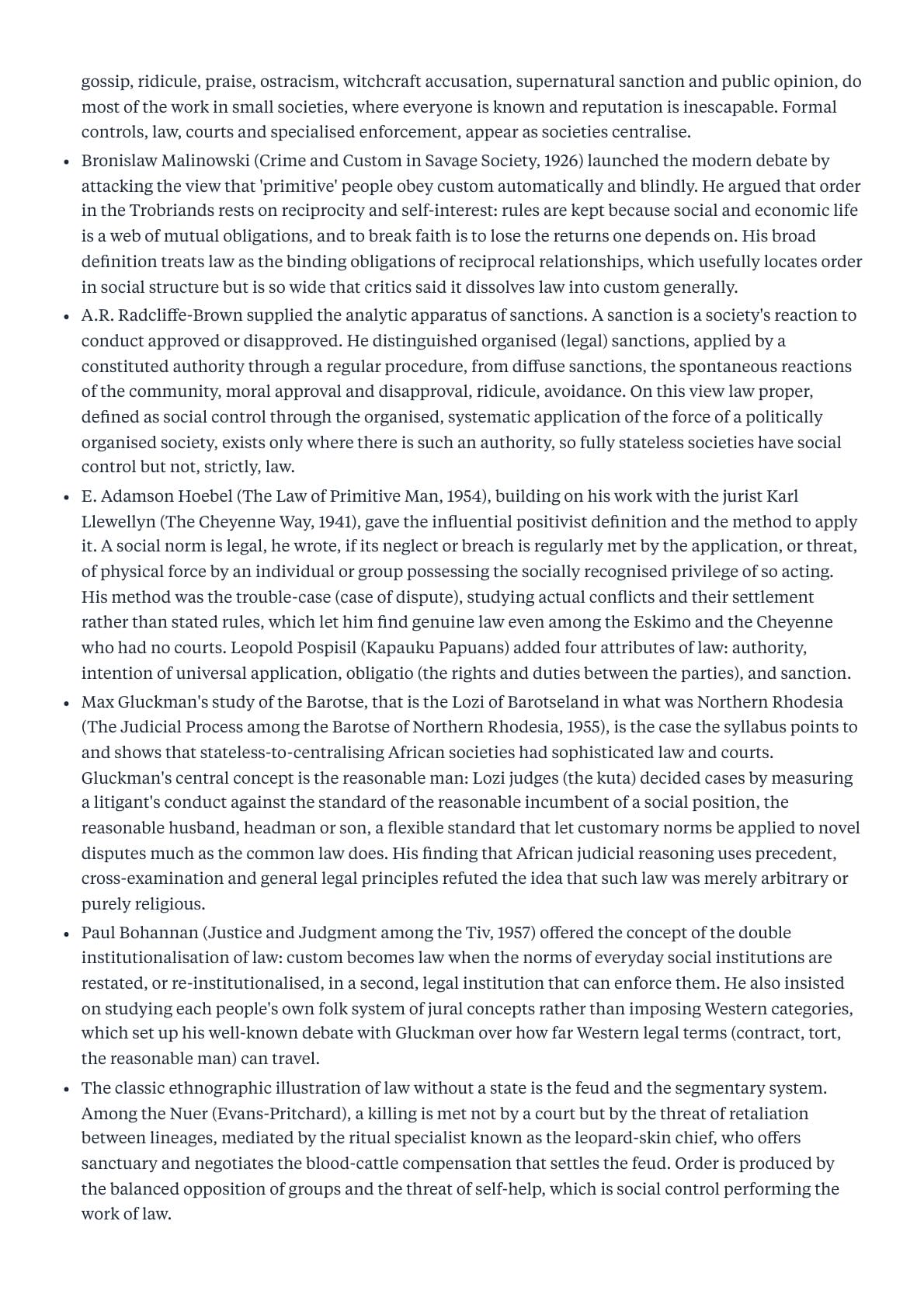 Anthropology optional notes page explaining informal social control