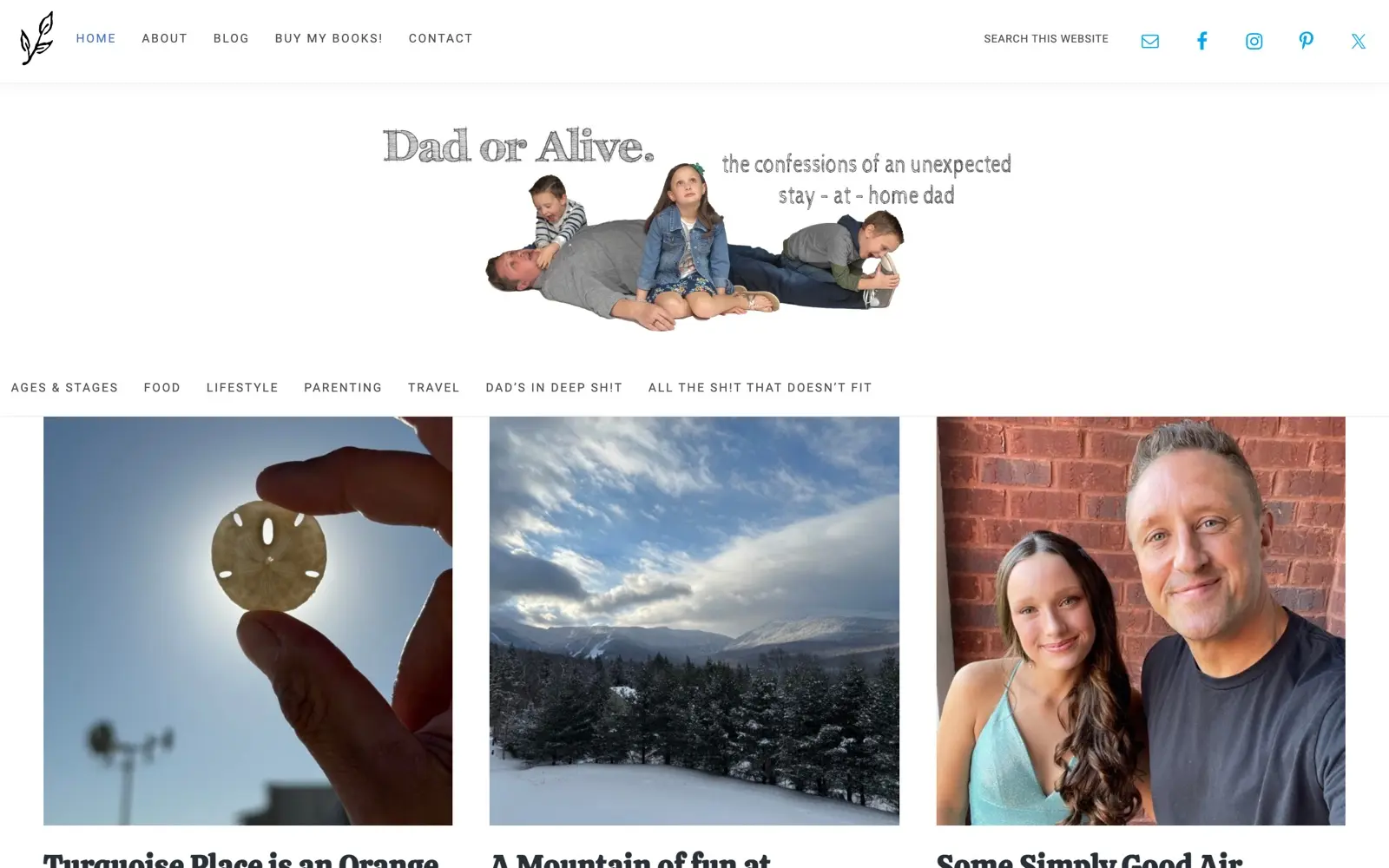 Dad or Alive homepage showing its fatherhood posts