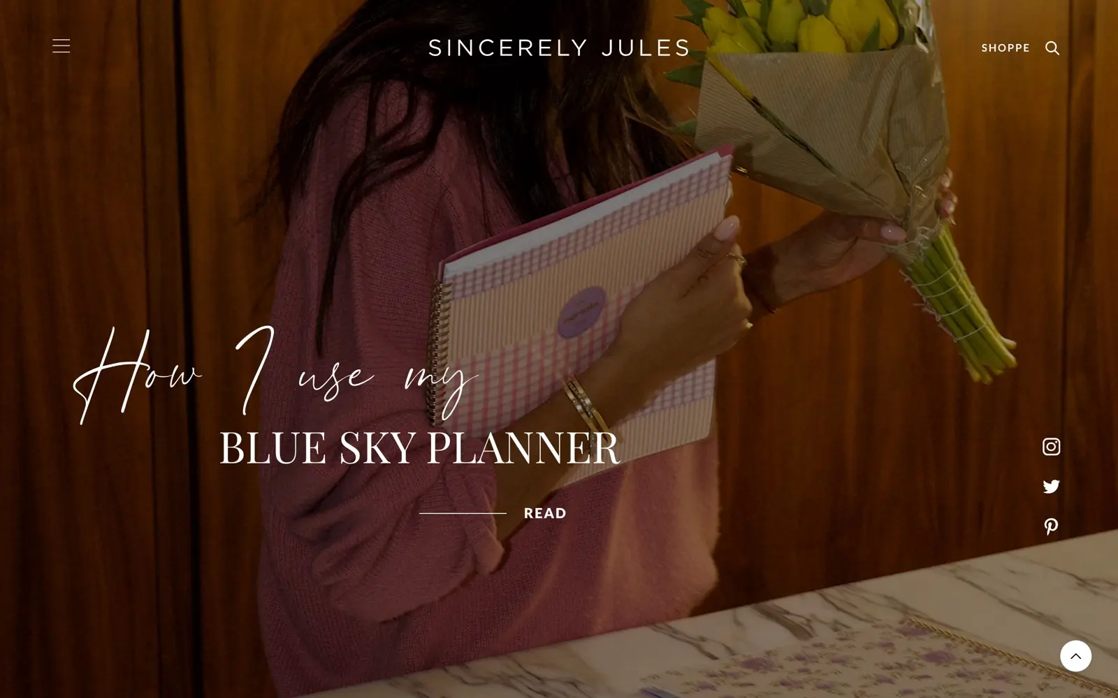 Sincerely Jules homepage showing style and lifestyle posts