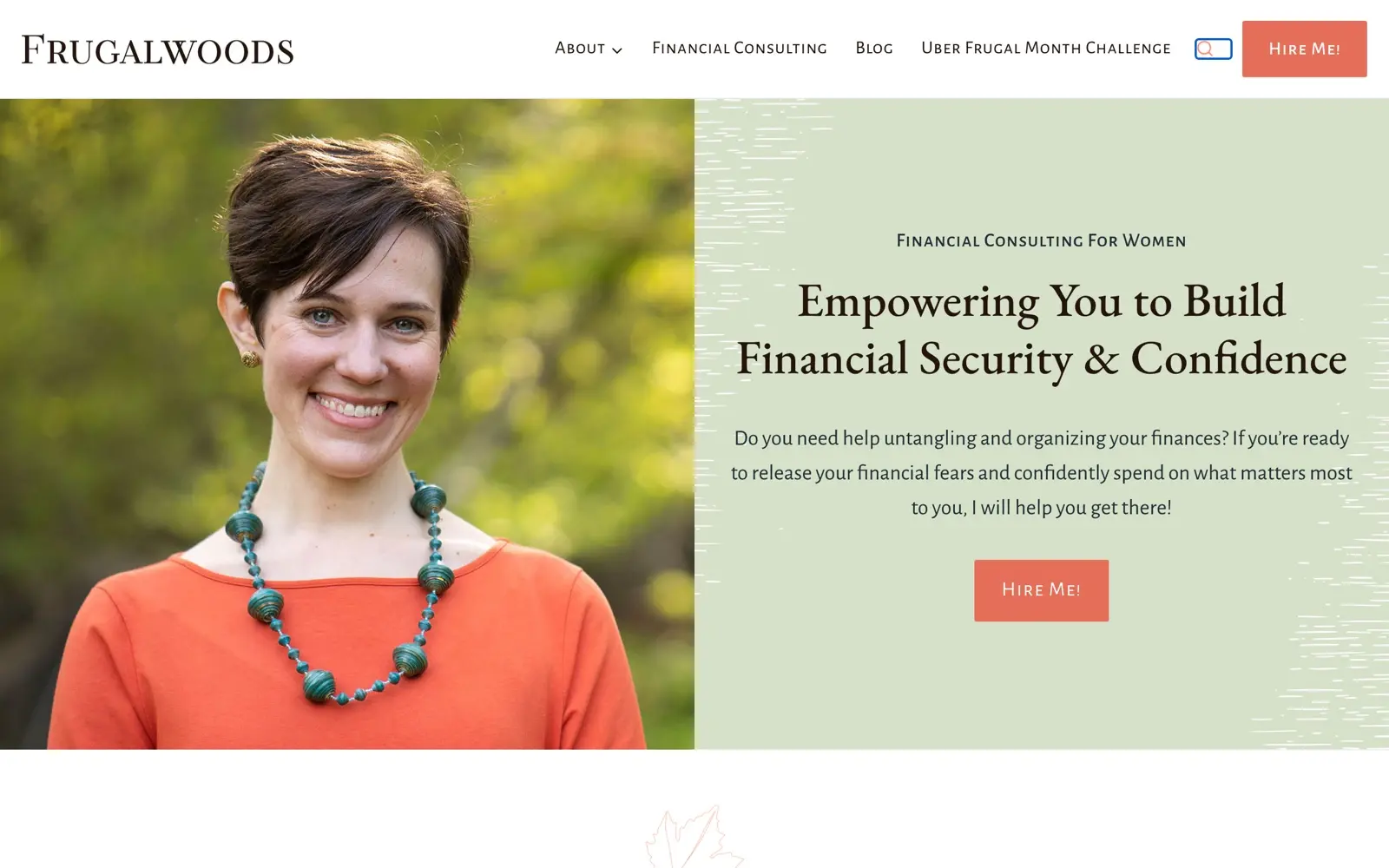 Frugalwoods homepage now leading with financial consulting services