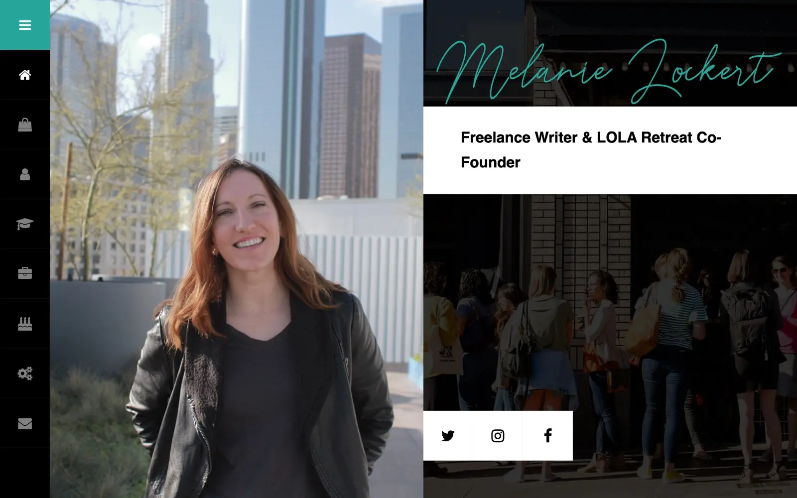 Melanie Lockert's site showing her writing, speaking and coaching work