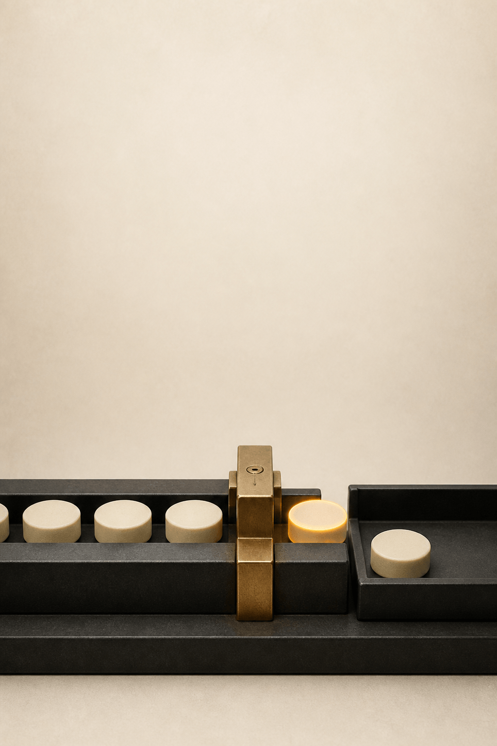 A glowing three-dimensional operating system of connected paths and controlled handoffs