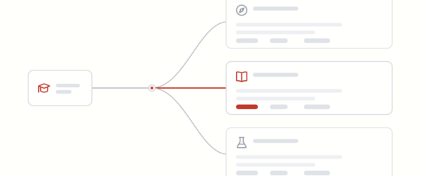 One student route branching into three study streams with one path taken