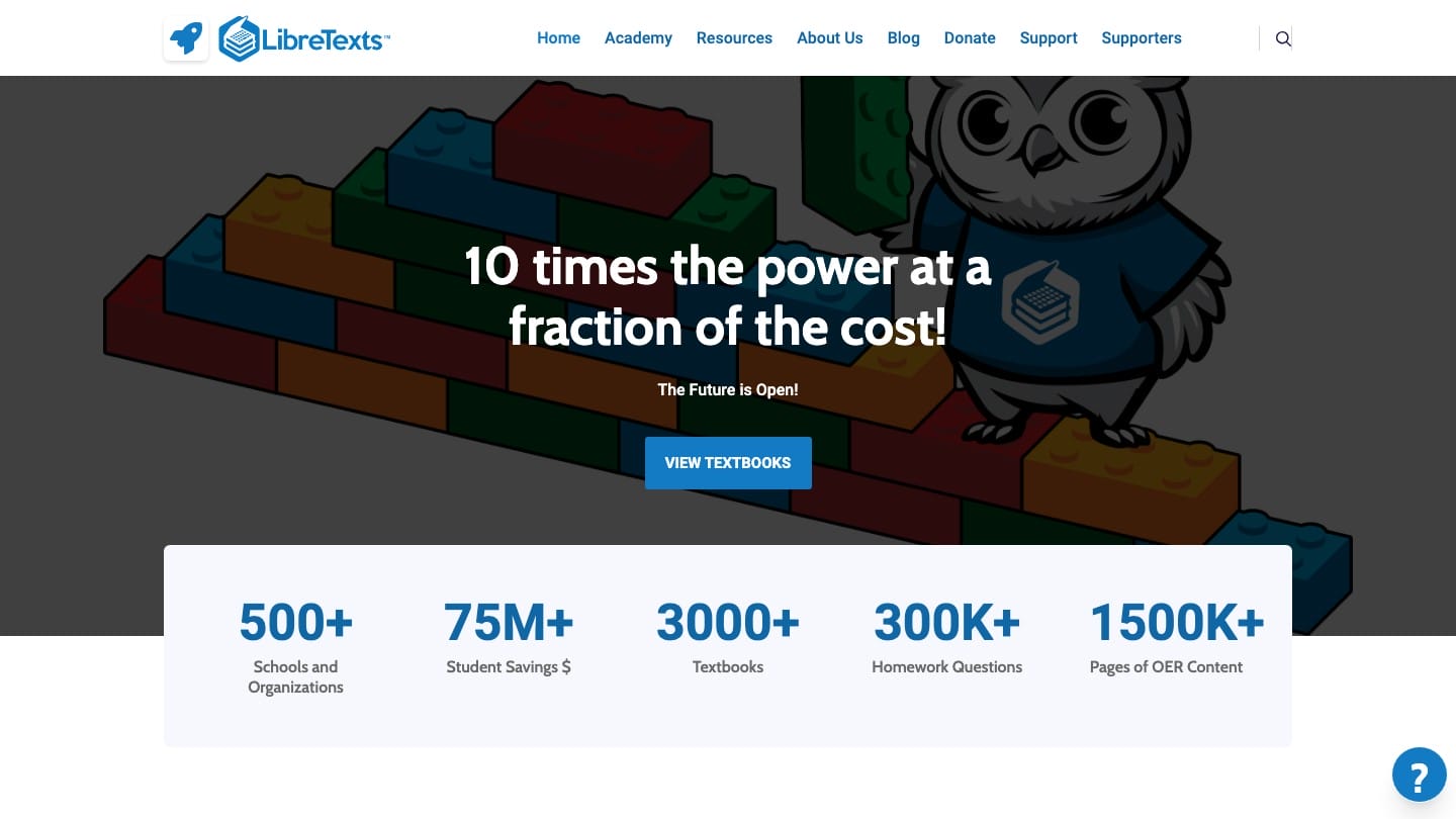 LibreTexts homepage for open textbooks, homework questions, and college course material