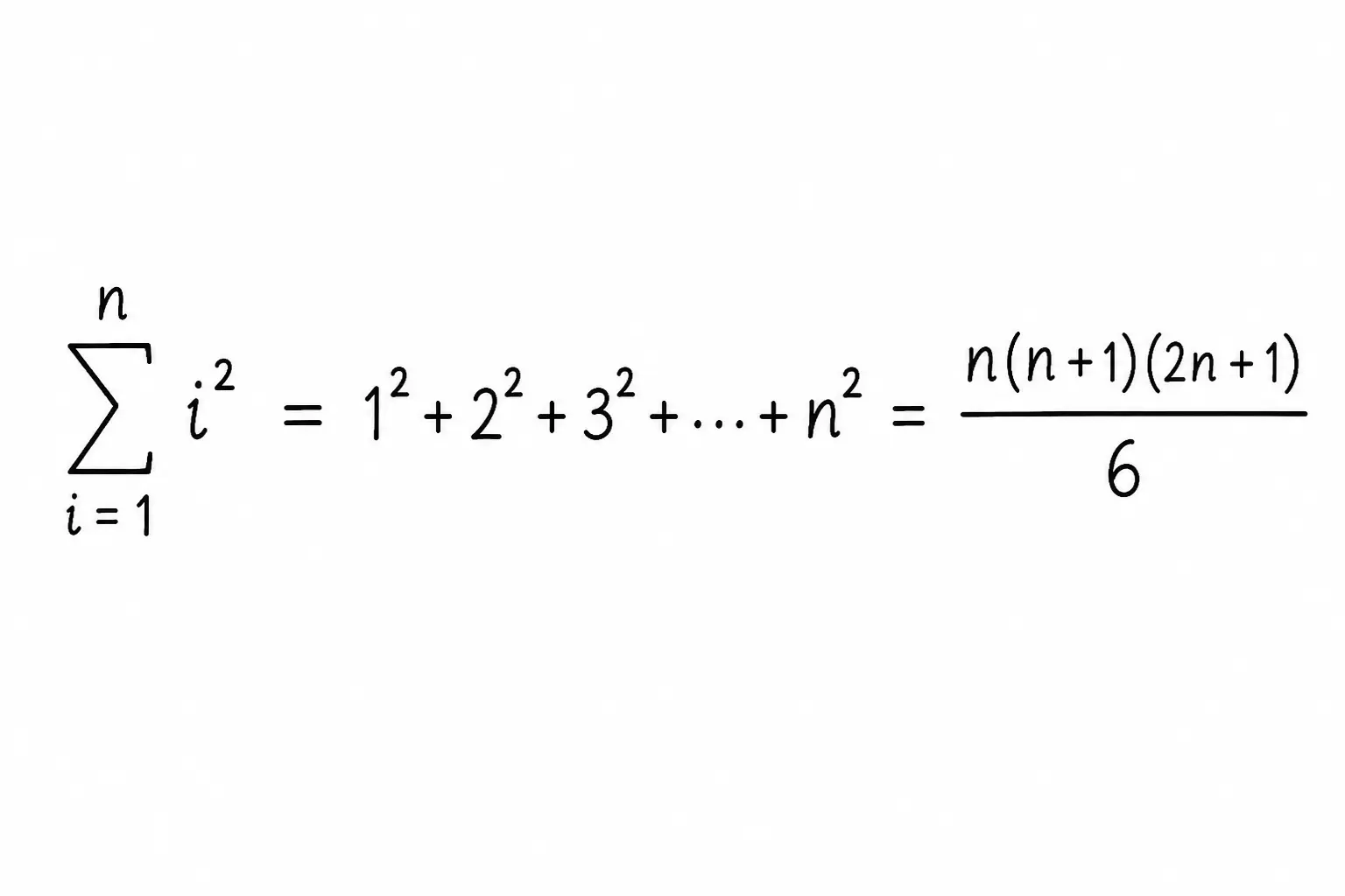 Sigma notation for the sum of i squared expanded as 1 squared plus 2 squared and closed as n(n+1)(2n+1)/6
