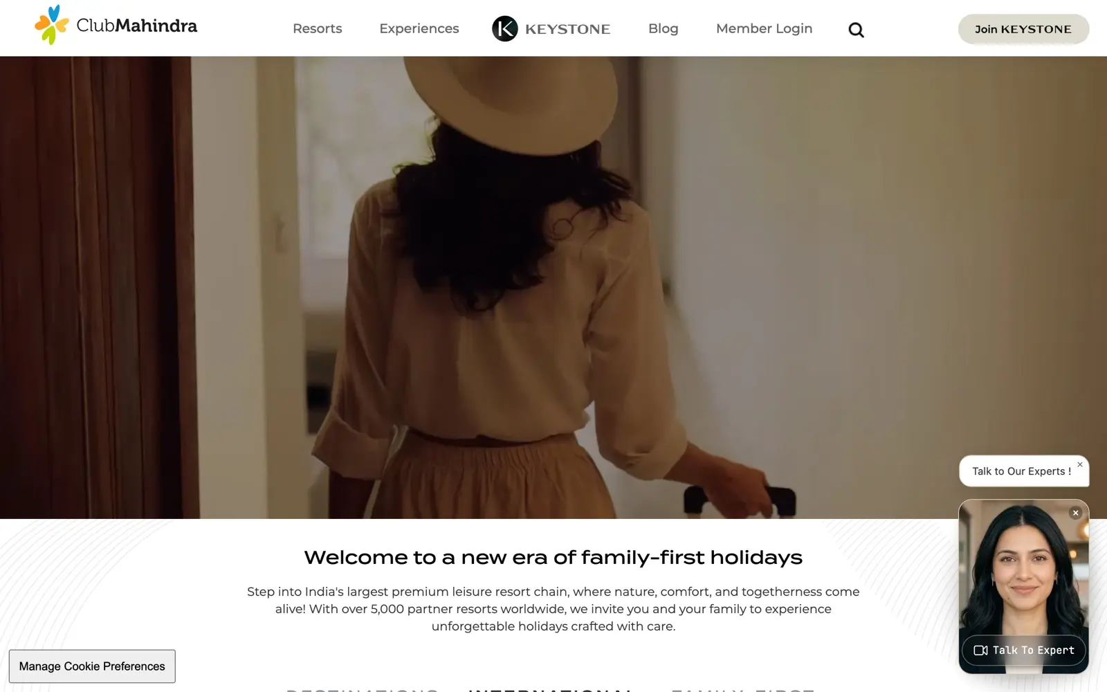 Club Mahindra homepage showing its vacation membership rather than trip bookings