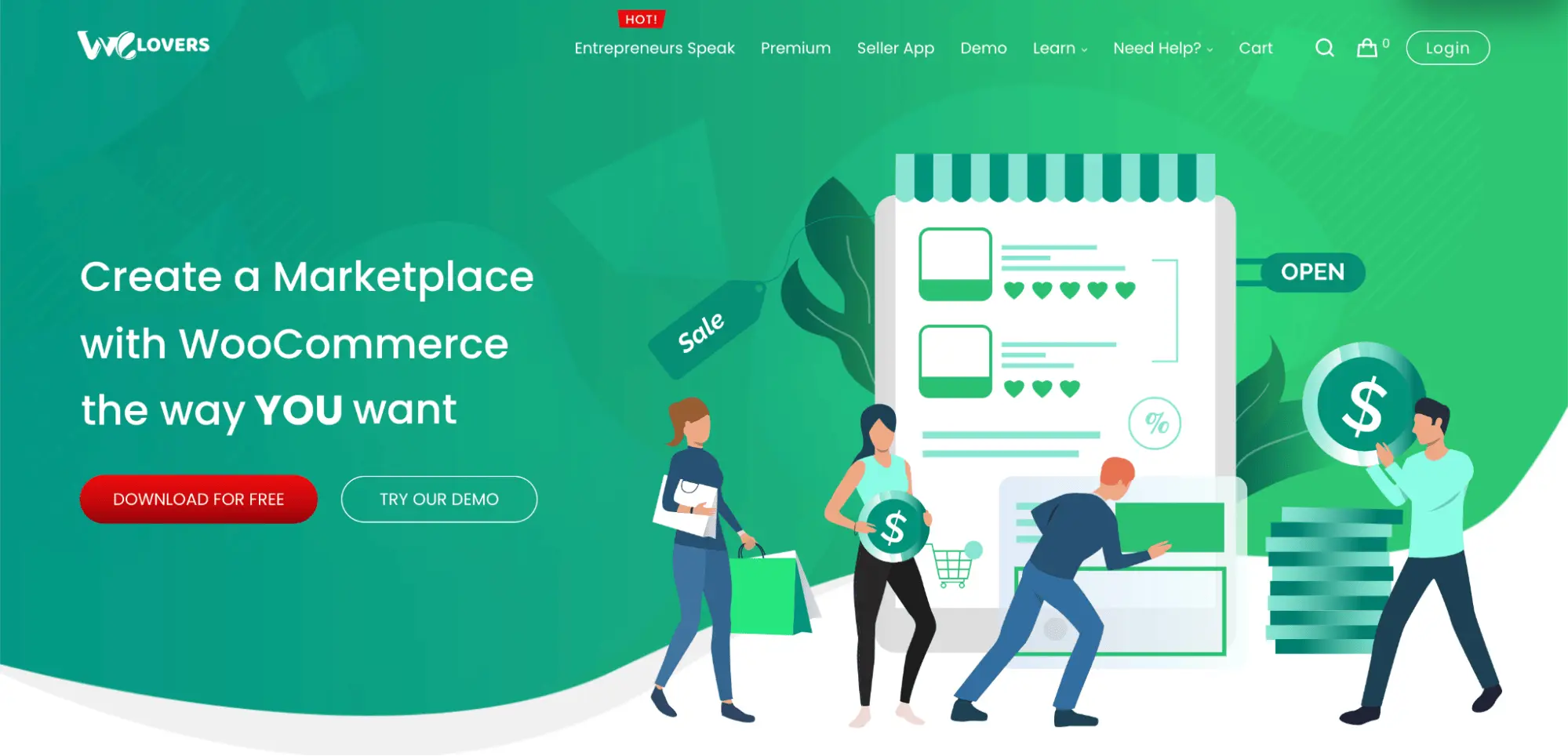 WCLovers WCFM Marketplace homepage for creating a WooCommerce multi-vendor marketplace