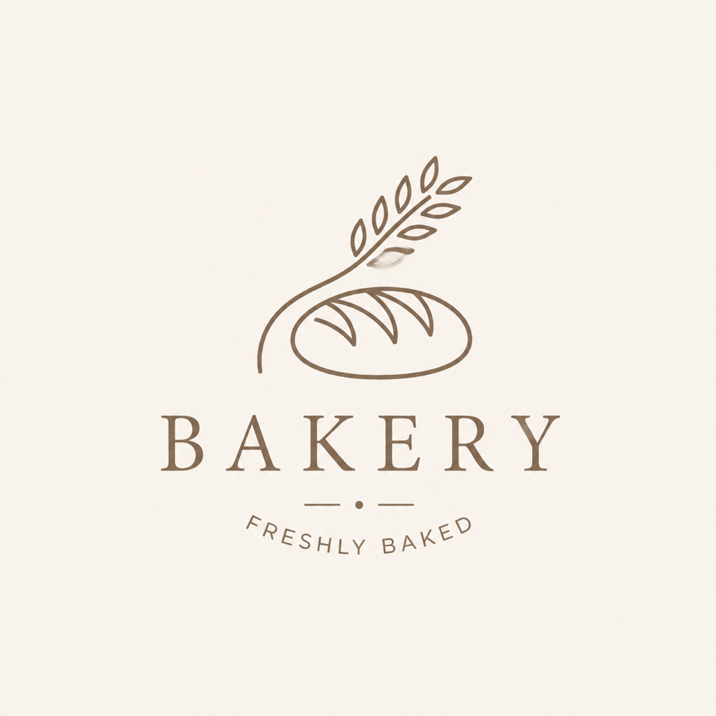 Generic bakery logo produced by the prompt a minimalist logo for a bakery: wheat, loaf, serif type, the mark everyone gets
