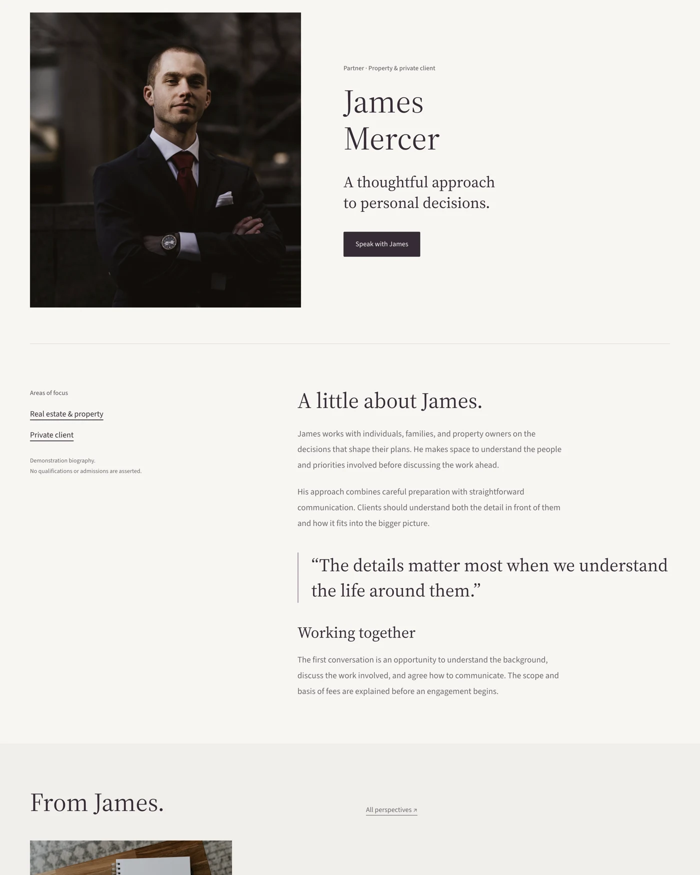 Lawyer profile: James pattern in Bismuth's Plum design