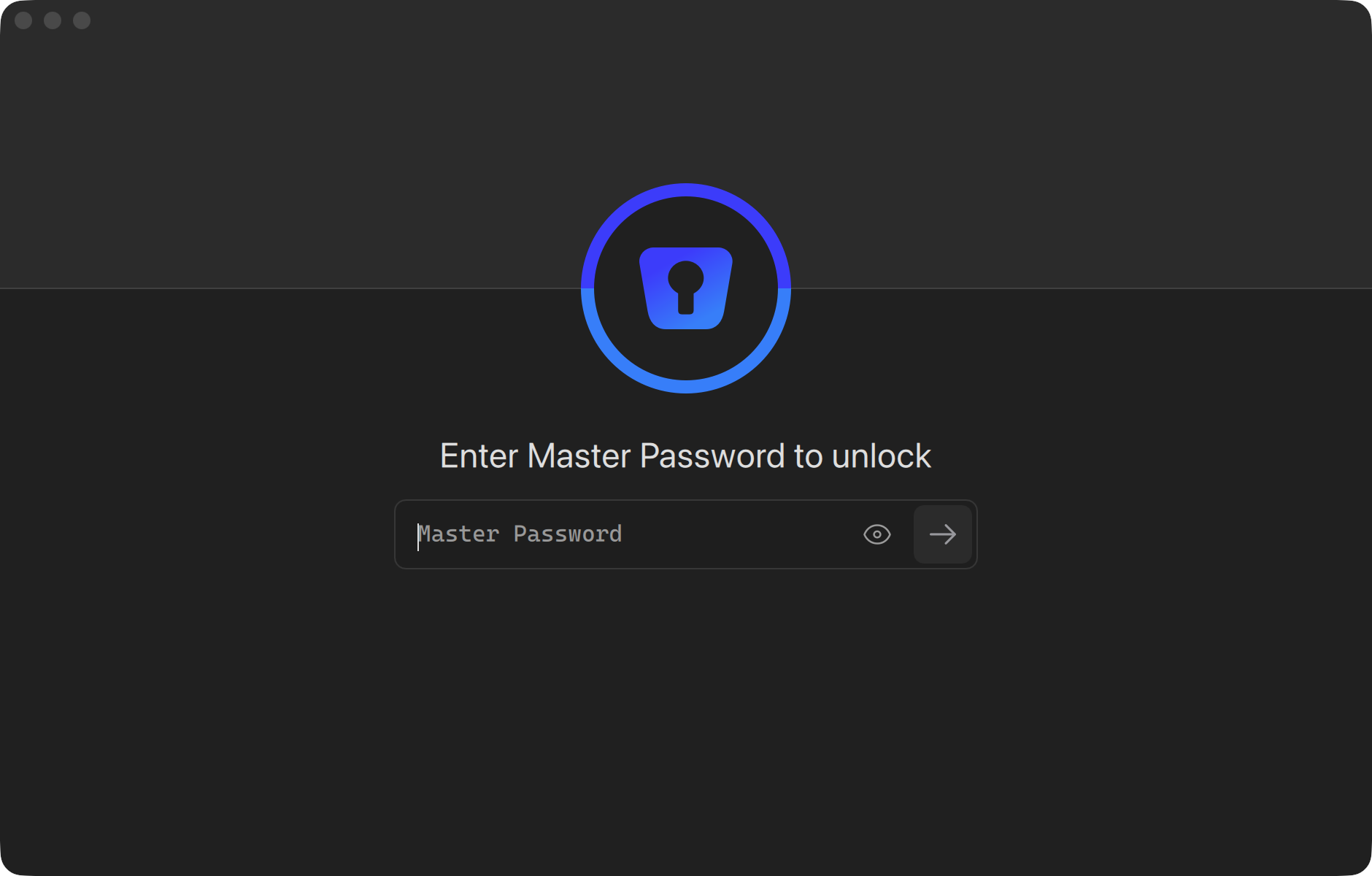 Enpass locked, asking for the master password before the vault opens