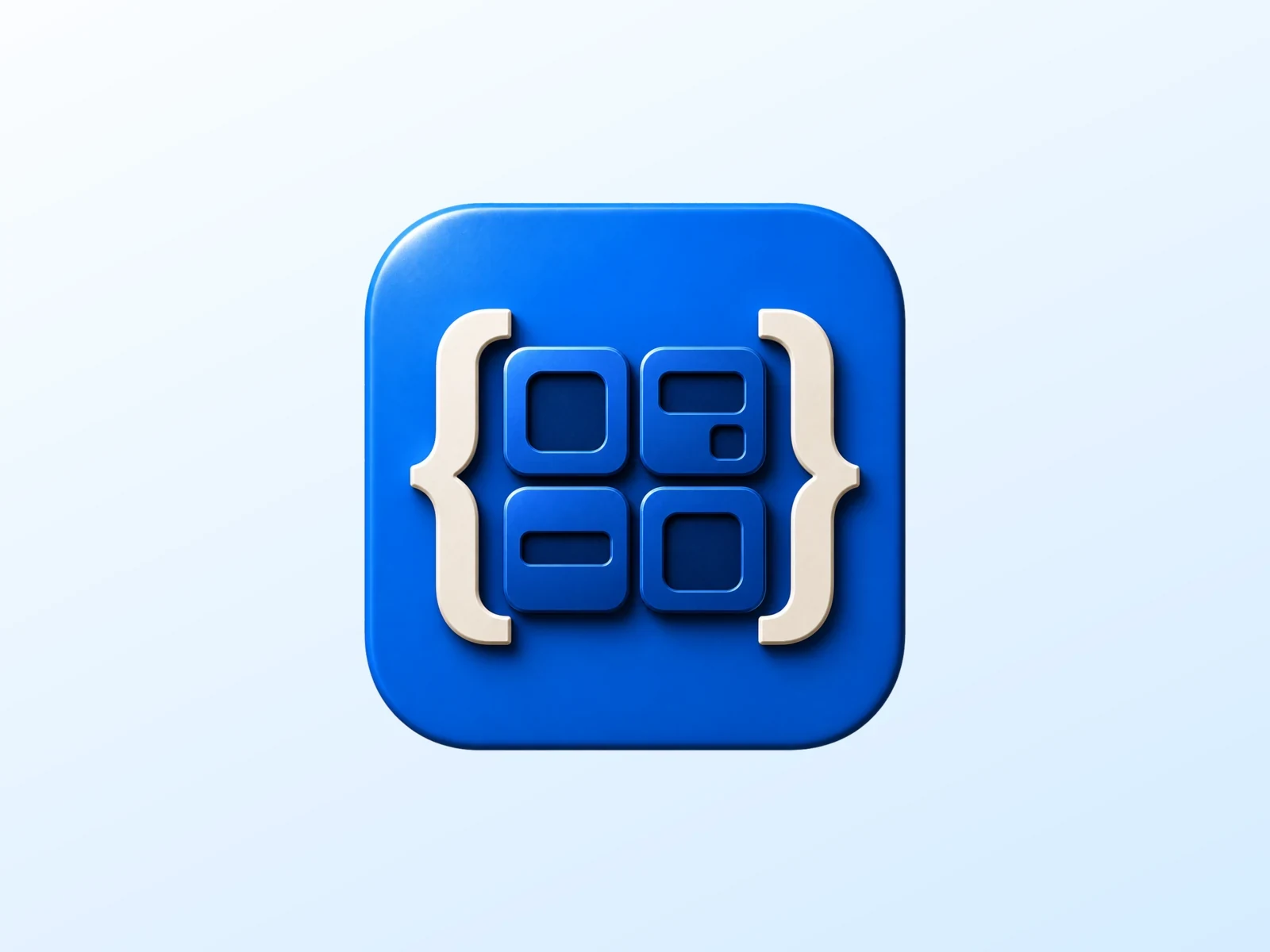 Blue GT ACF Blocks icon with ivory braces and four inset block shapes