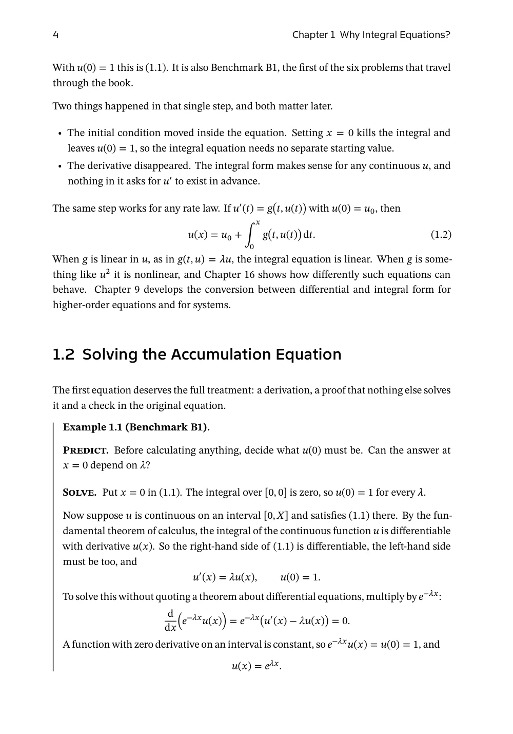 A worked integral-equation example using Predict, Solve, Check and Vary
