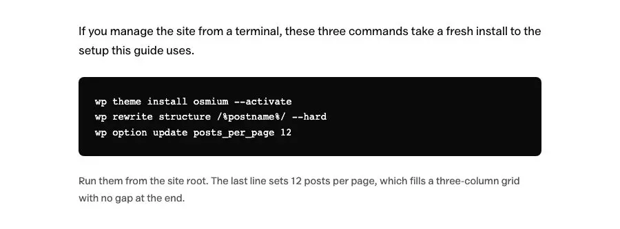 Code sample pattern in Osmium's Editorial style