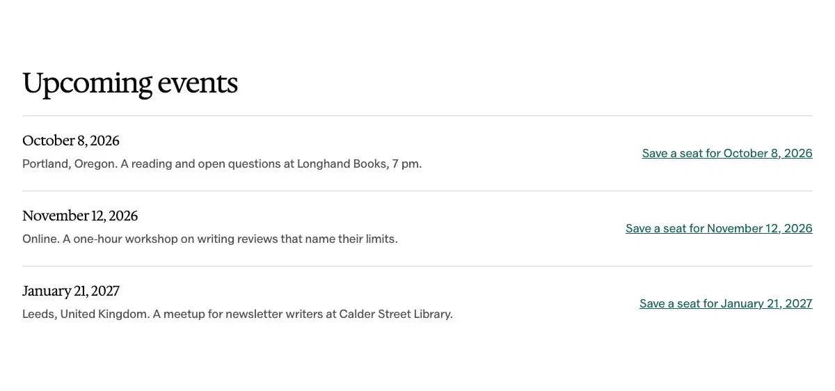 Upcoming events pattern in Osmium's Editorial style