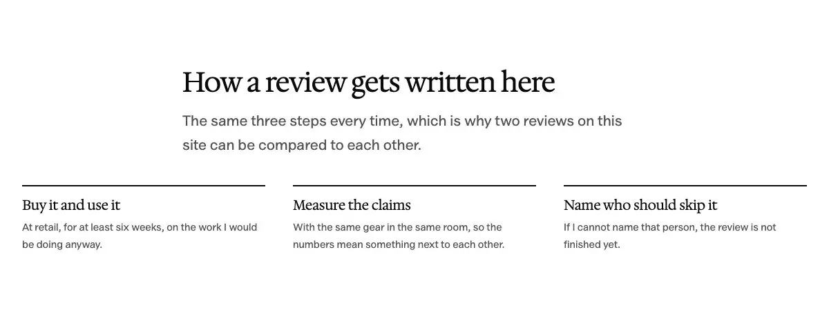 Three things explained pattern in Osmium's Editorial style