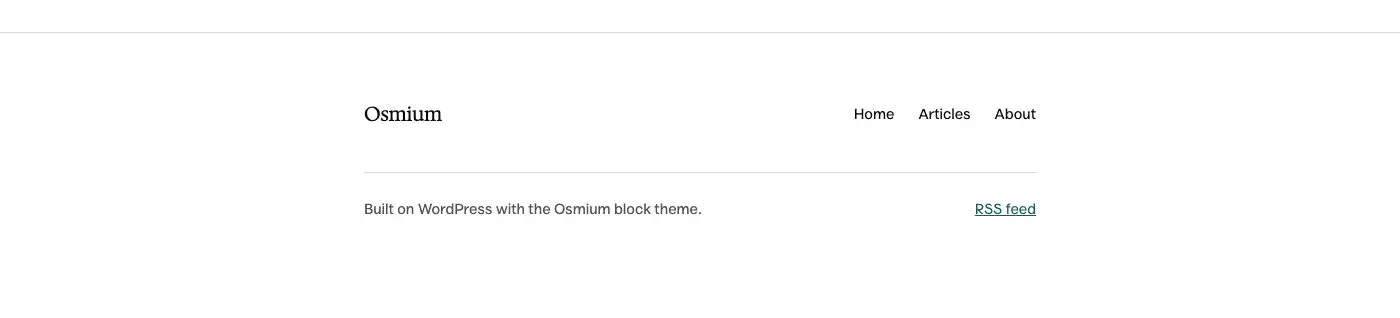 Footer, default pattern in Osmium's Editorial style