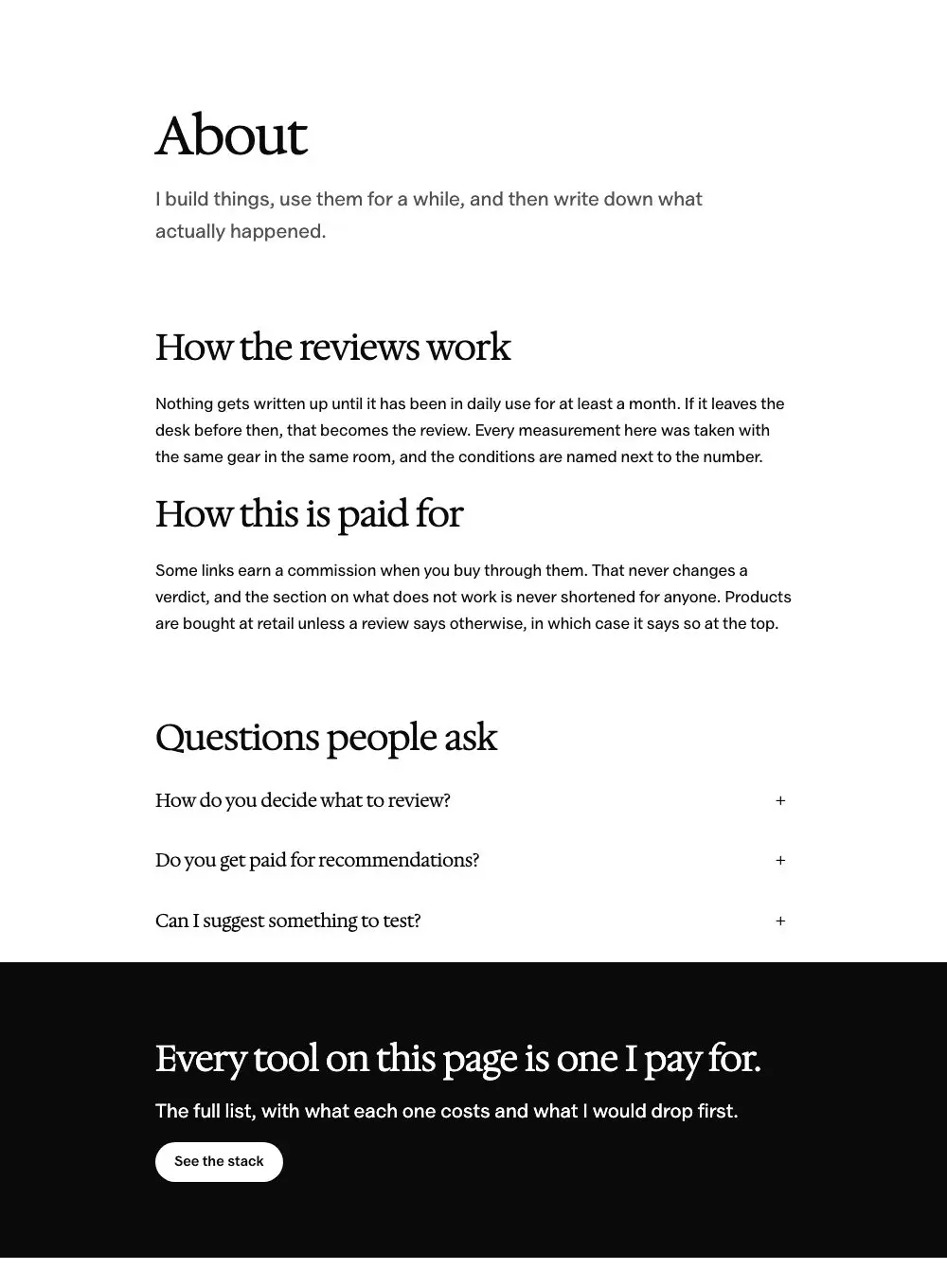 About page pattern in Osmium's Editorial style