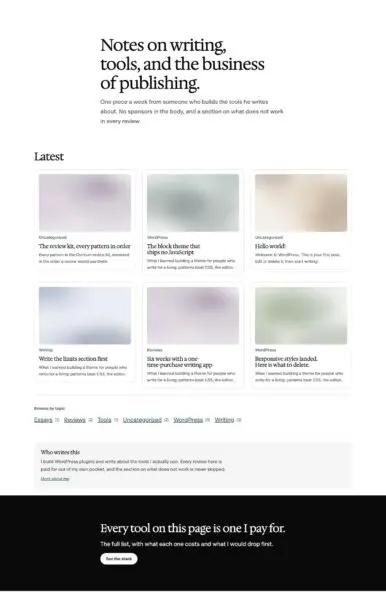 Homepage for a publication pattern in Osmium's Editorial style