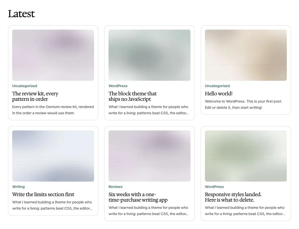 Post grid pattern in Osmium's Editorial style