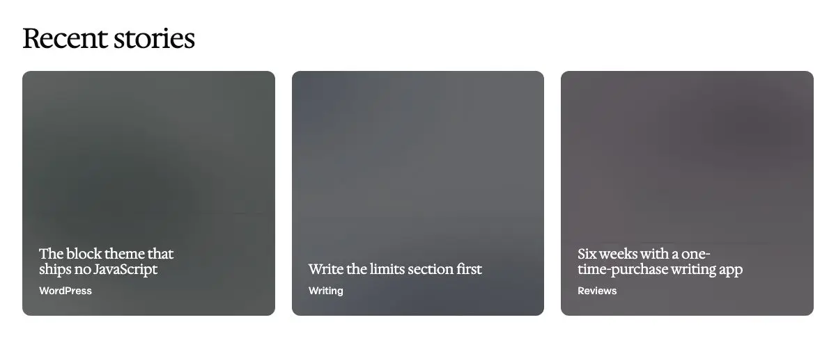 Post cards over images pattern in Osmium's Editorial style
