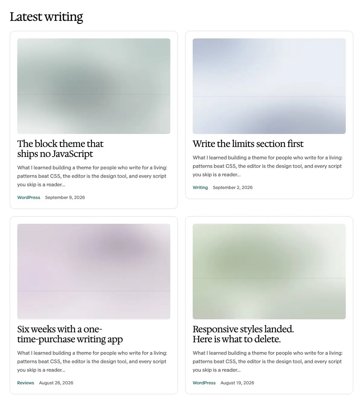 Large post cards pattern in Osmium's Editorial style