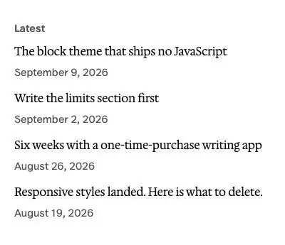 Sidebar latest posts pattern in Osmium's Editorial style