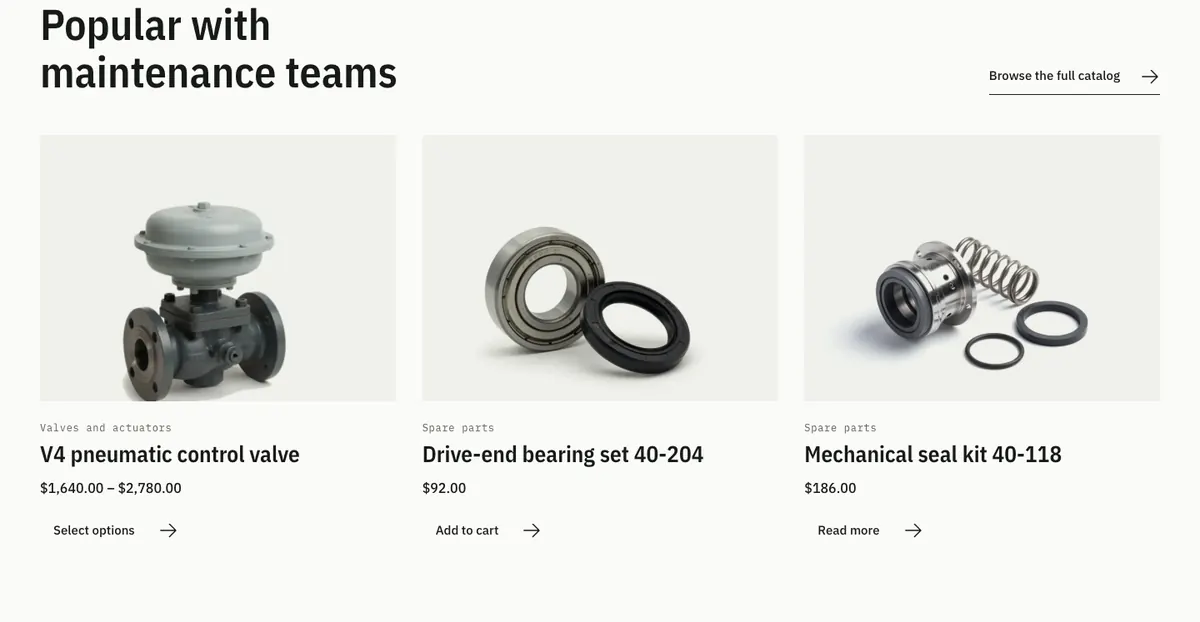 Product rail from the WooCommerce store pattern in Uranium's Signal palette
