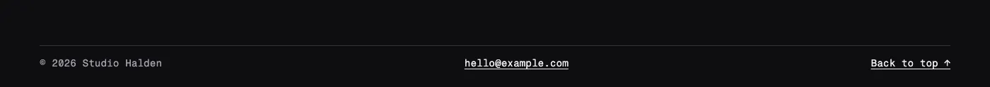 Minimal footer pattern in Xenon's Darkroom design
