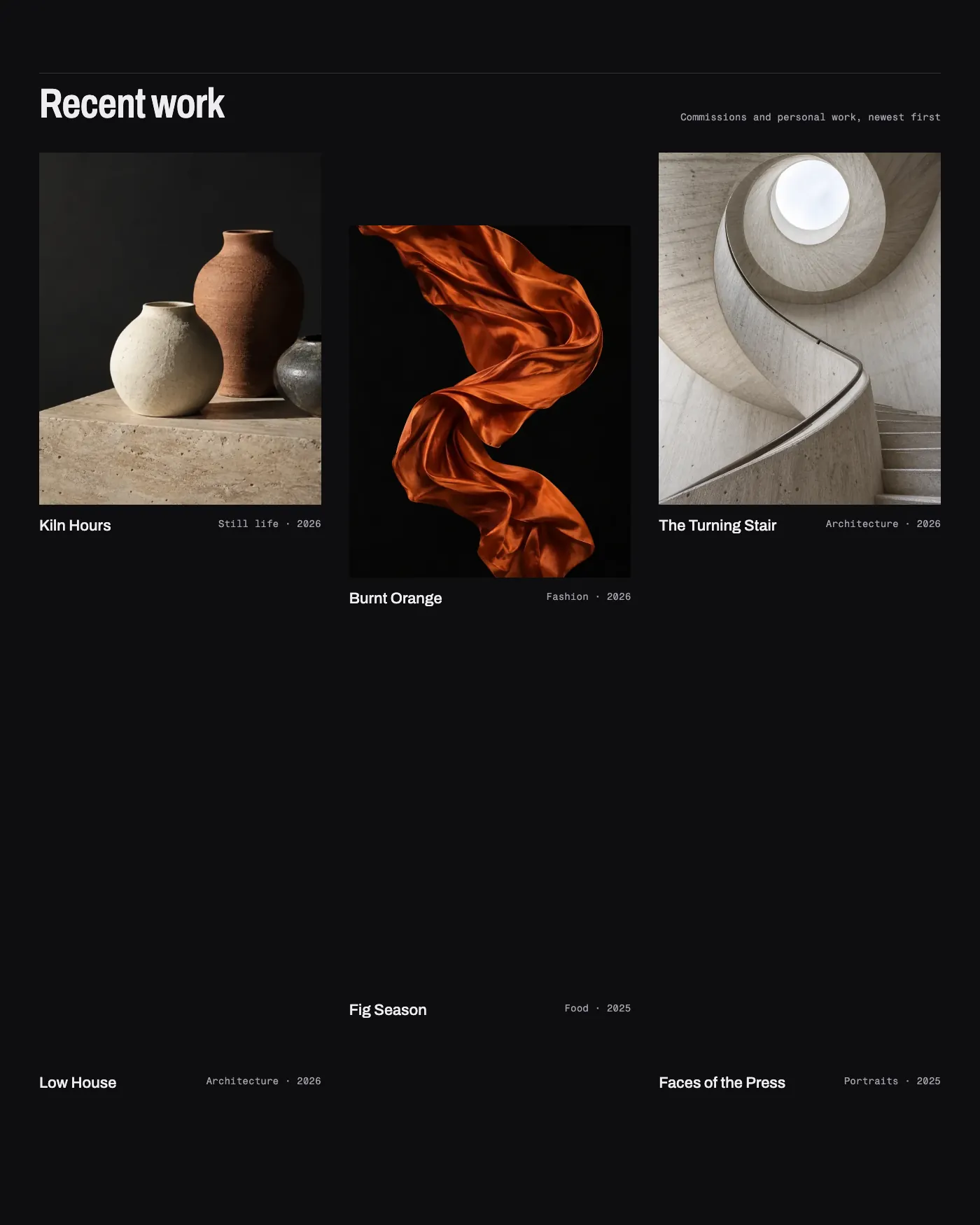 Three-column grid pattern in Xenon's Darkroom design