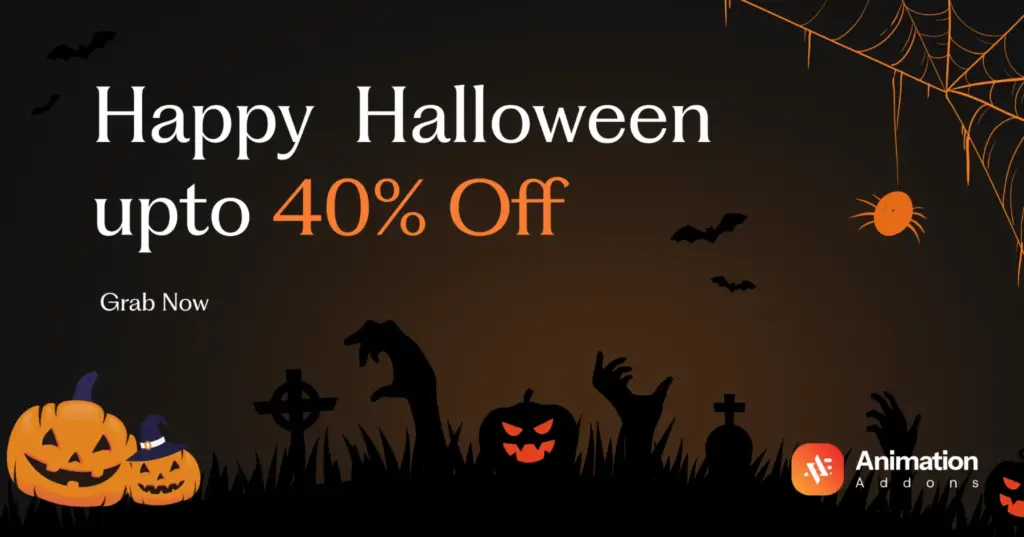 Animation Addons Halloween sale banner: up to 40% off