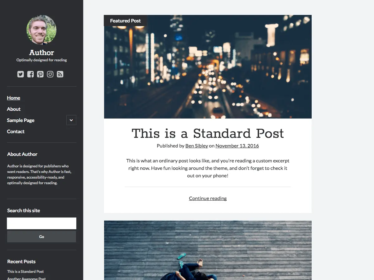Official preview of the Author WordPress theme by Compete Themes