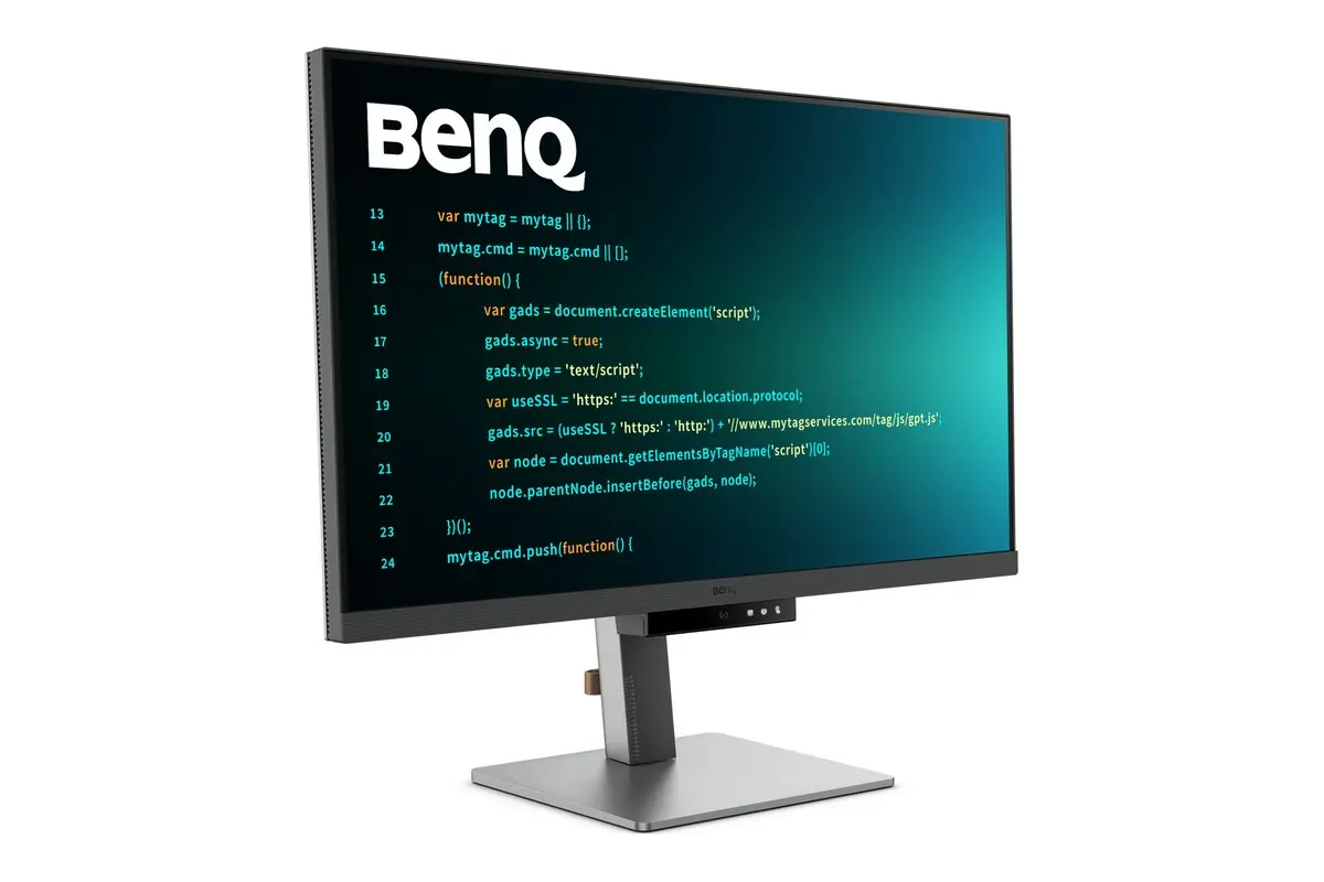 BenQ RD320U 31.5-inch 4K programming monitor showing code on a dark theme
