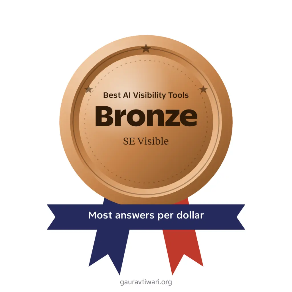 Bronze award medal for SE Visible: most AI answers per dollar