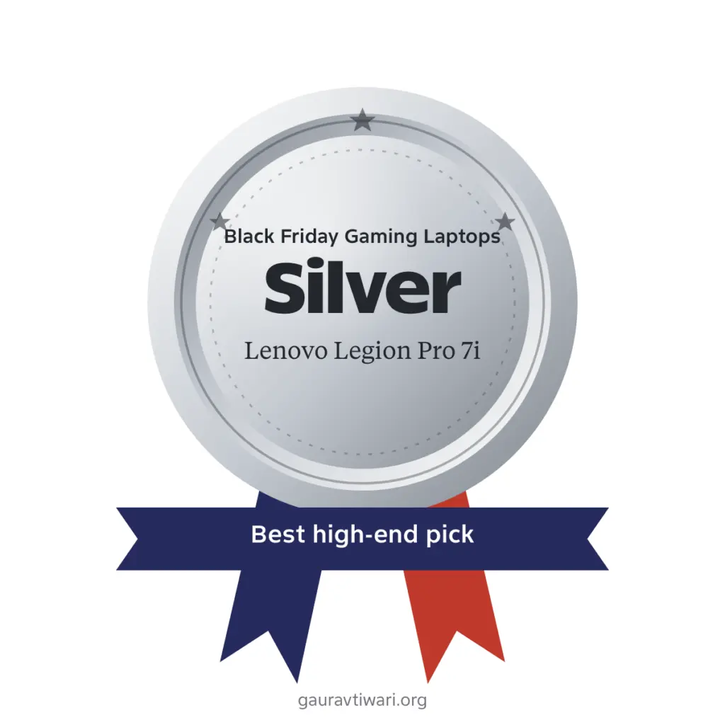 Silver award medal for Lenovo Legion Pro 7i: best high-end gaming laptop deal