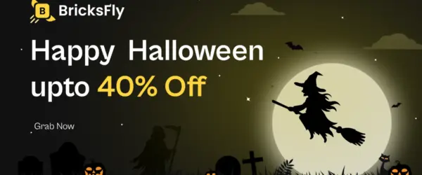 BricksFly Halloween sale banner: up to 40% off