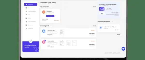 BusinessAnywhere dashboard shown on a laptop