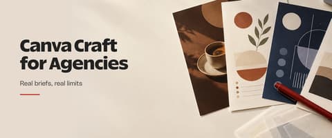 Canva Craft for agencies, with design proofs and a red proofing pen on a desk