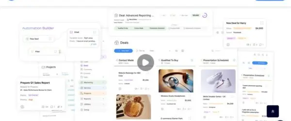 ClearCRM deals pipeline and automation builder interface