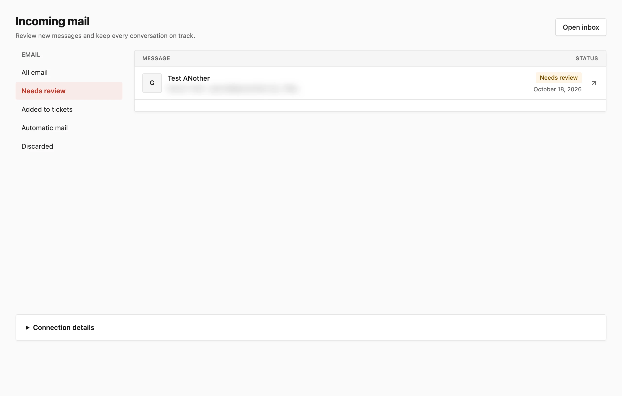 Core Support Incoming mail review list