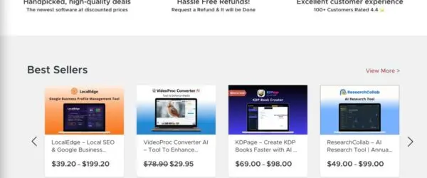 DealFuel homepage showing best-selling software deals